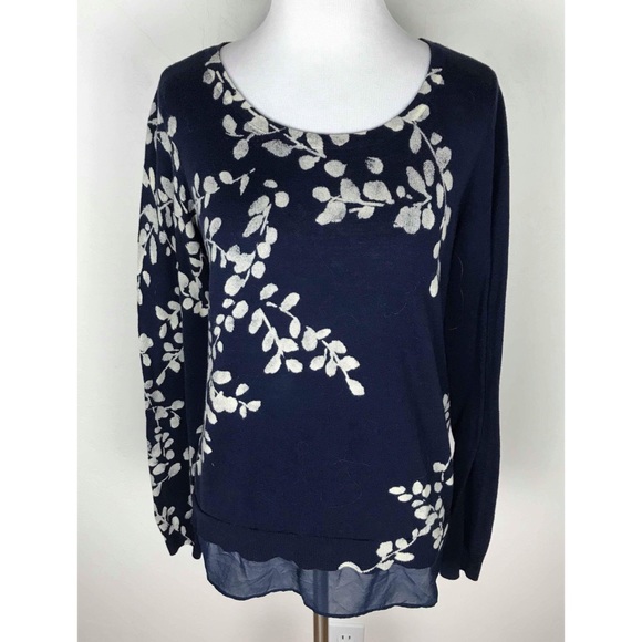 Lucky Brand Tops - Lucky Brand Navy Leaf Print Top